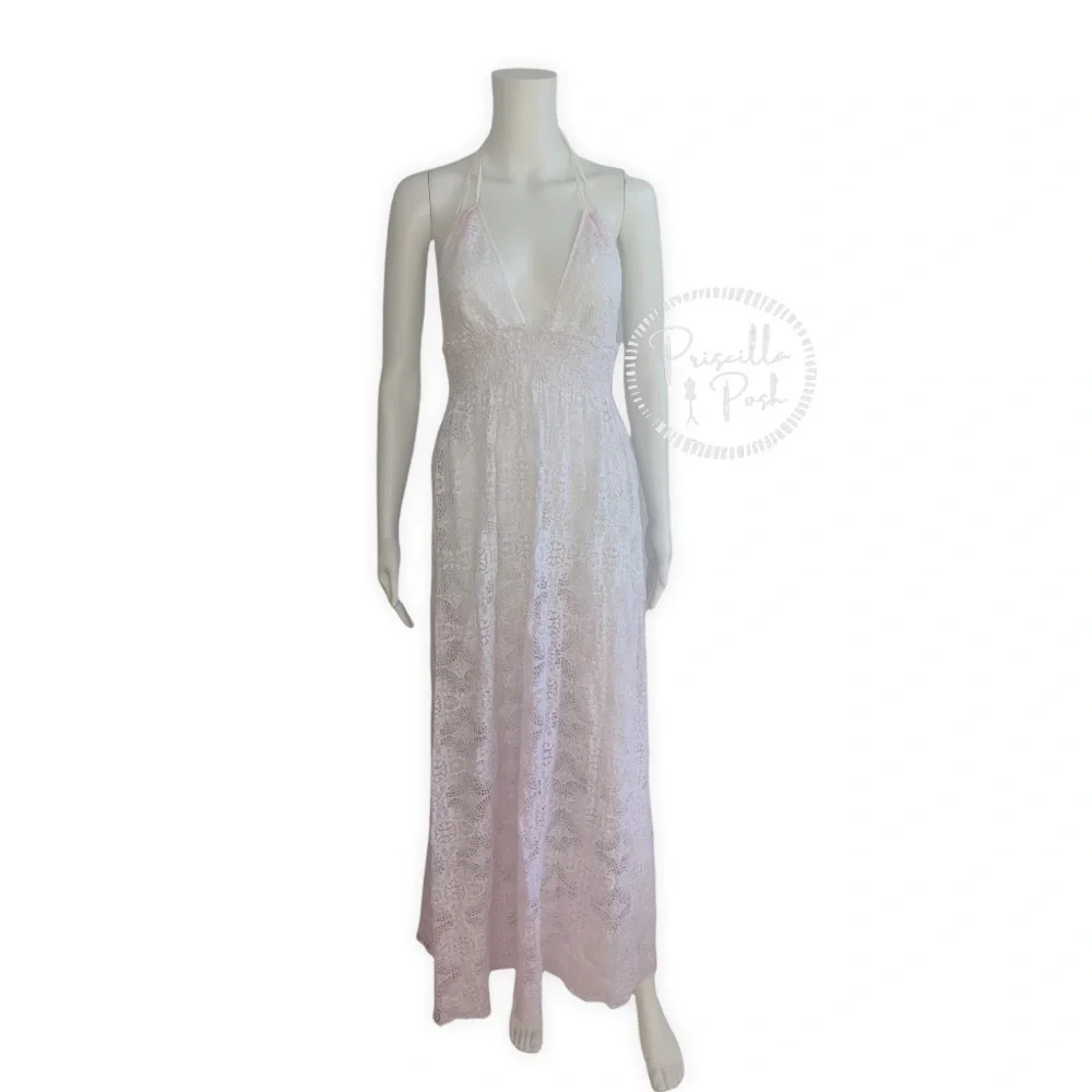 LoveShackFancy
Beach Shack Lace Maxi Dress Halter Neck Backless Ombre Lace - Picture 6 of 14